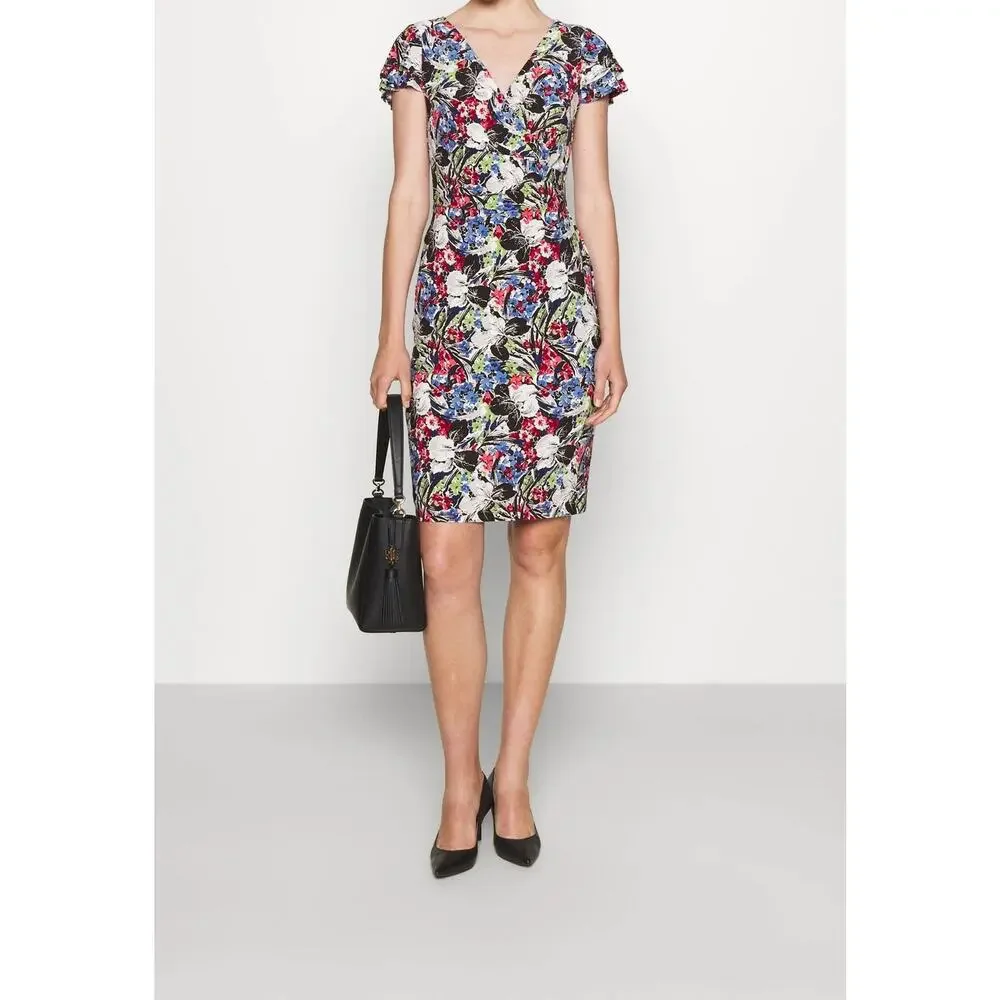 Lauren Ralph Lauren Floral Flutter-Sleeve Surplice Dress Multicolor Size 10